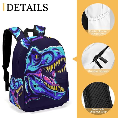 16 Inch Backpack Dinosaur T-Rex Head Laptop Backpack School Bookbag Shoulder Bag Casual Daypack3
