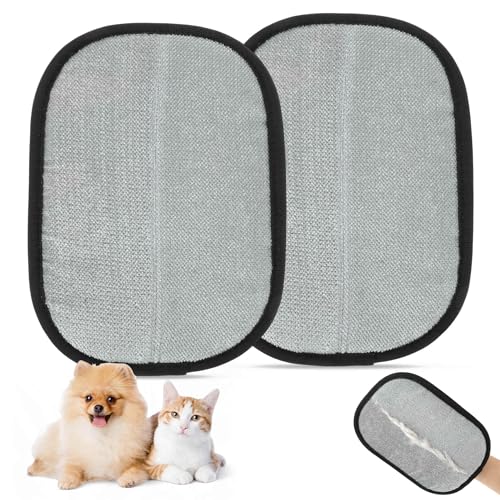 GLIDESMOOTH Pet Hair Remover Gloves, Advanced Static-Adhesive Pet Hair Removal Gloves, Reusable Cat Dog Hair Remover Mitt, Pet Grooming Glove for Shedding, 2 PCS