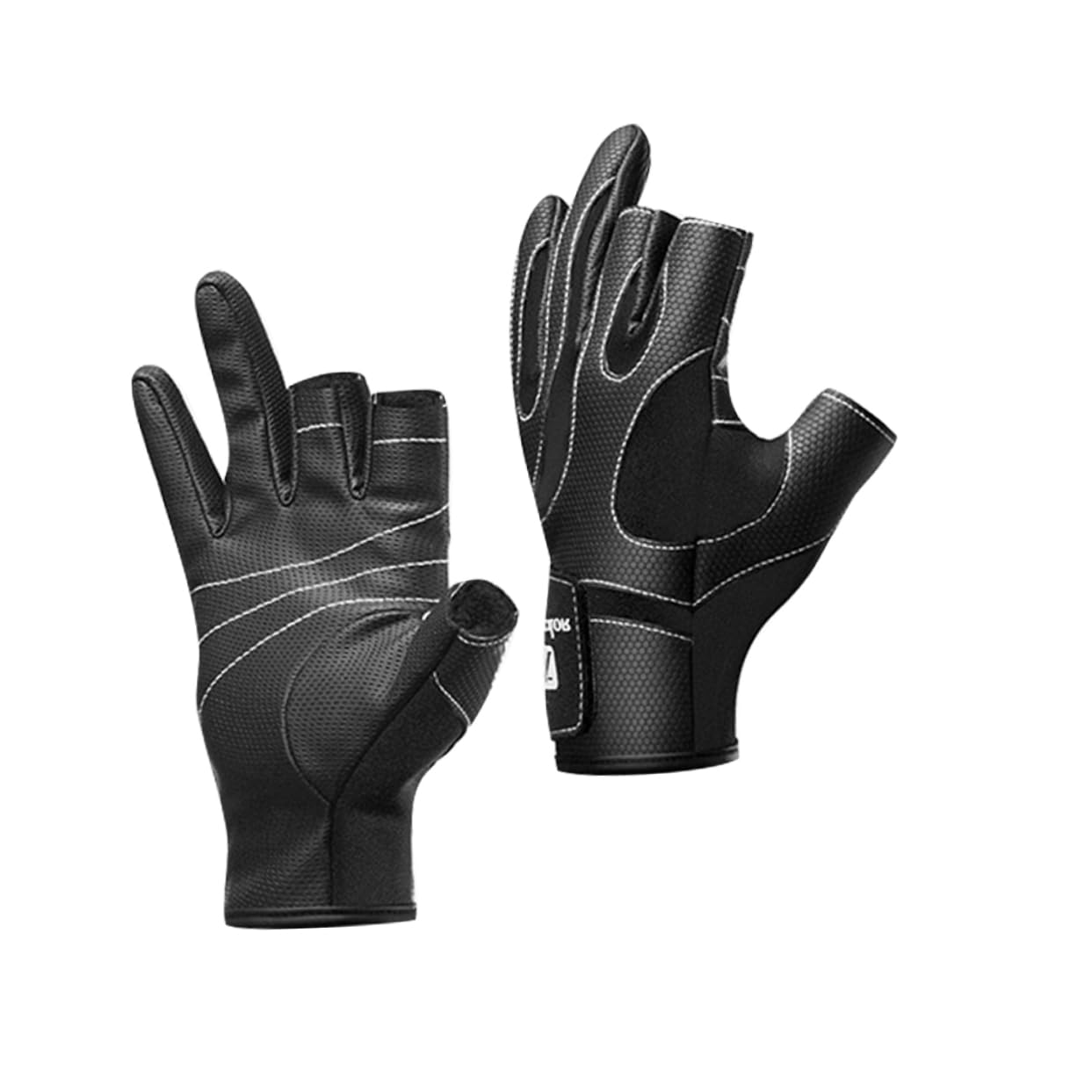 HANABASS Outdoor Fishing Gloves Palm Anti-Slip Half-Finger Design Wrist Adjustment Polar Fleece l