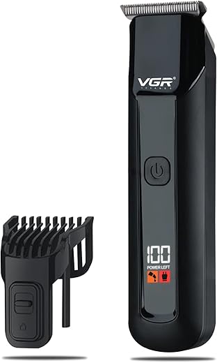 VGR V-929 Professional Rechargeable Hair Trimmer with LED Display Runtime:100 min Trimmer for Men (Black)