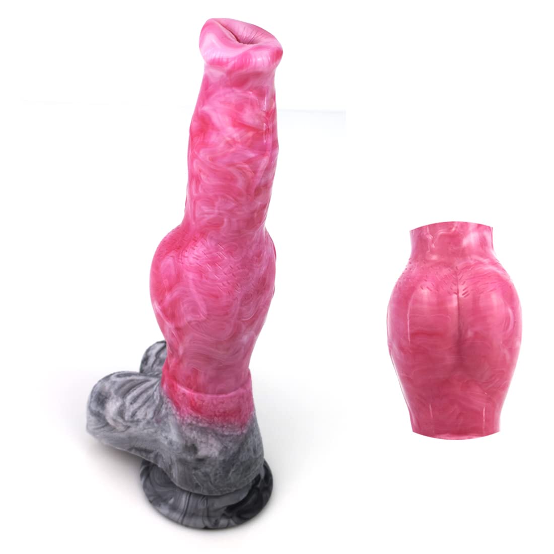 Big Size Long Knotty Silicone Artificial Dog Dildo Wolf Silicone Made Big Knot Multi Colored (Pink+Grey): Pink+grey