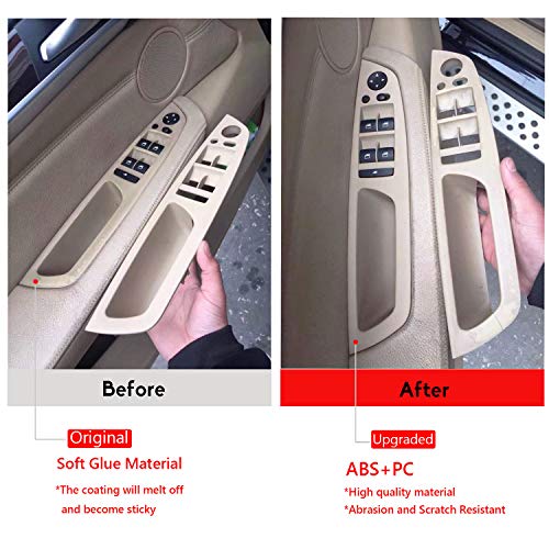 Jaronx for BMW X5/X6 Driver Side Door Handle,Window Switch Door Armrest Panel Pull Strap Trim Cover for BMW X5 2008-2013 and BMW X6 2008-2014 (Black)