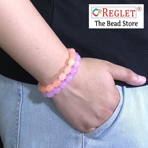 Image of 160 Pcs Oval Shaped Glass Beads for Jewellery Making Kit - Glass Beads for Bracelet Making Kit - Bead Craft - 8 * 11mm