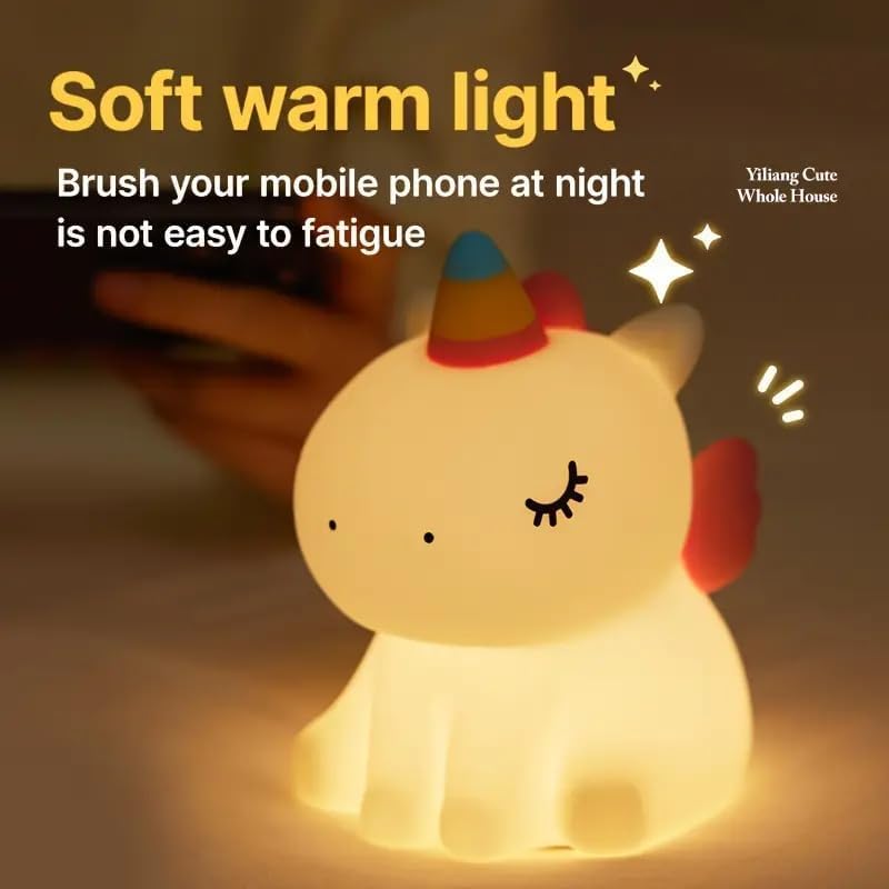 Image of LED Kids Night Lights Touch Sensor, USB Rechargeable, 7-Color Changing Lamp for Kids' Room & Baby Gift | Night Light | (Unicorn LAMP)
