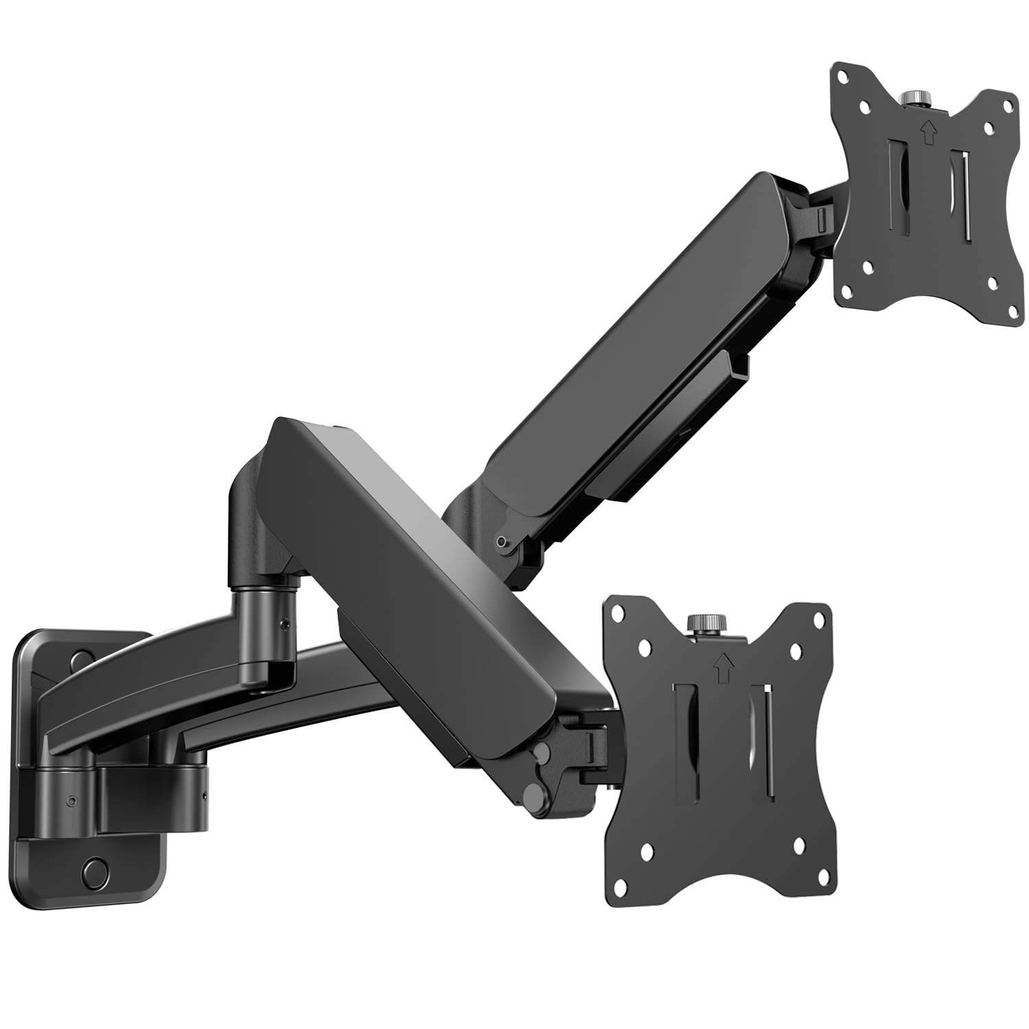 IMtKotW Monitor Wandhalterung 2 Monitore für 17-32 Zoll Flach & Curved Bildschirme, 9kg/arm, Ergonomisch Höhenverstellbar neigbar/schwenkbar und drehbar, VESA 75x75/100x100 Monitorhalterung Wand