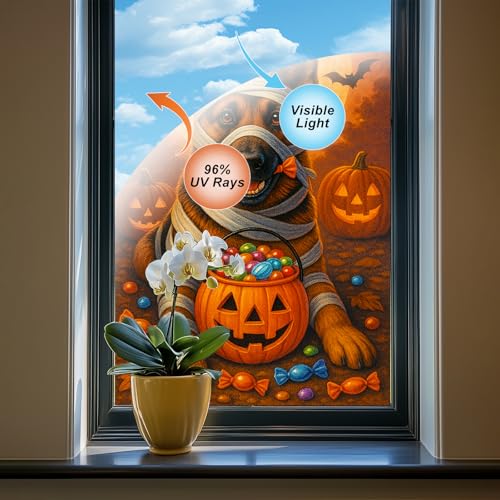 Vinilo decorativo Halloween con perro momia 31x47 pulgadas miniatura 4