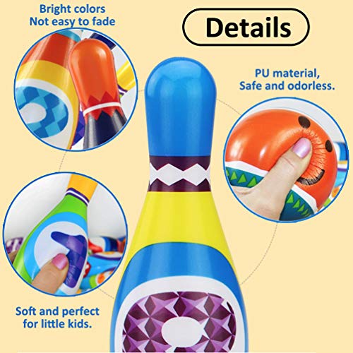 Sanlebi Kids Bowling Set with 10 Pins 2 Balls Indoor&Outdoor Bowling Games Ball Toys Early Development Gifts for Children Toddler Kids - Thumbnail 4