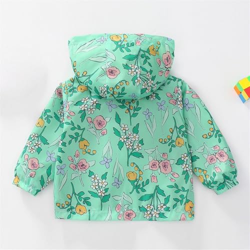 Toddler Baby Girls Windbreaker Rain Jacket with Pocket Cute Hoodie Flower Zip-Up Lightweight Coat Outdoor Clothes2