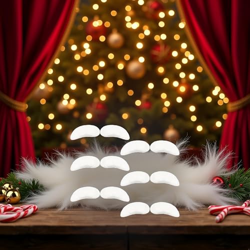 6 Pairs White Santa Fake Eyebrows - Bushy Self-Adhesive Facial Hair for Adults | Santa Claus and Fantasy Party Costume Accessories,Christmas Party, Cosplay, Stage Makeup