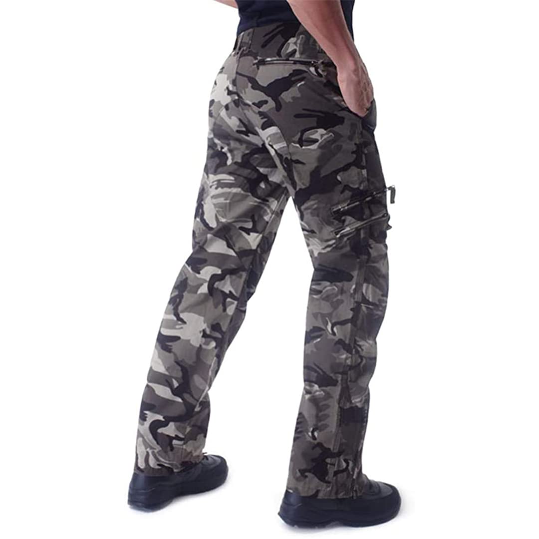 Pantalones cargo de los hombres Algodón Ripstop Multi-Bolsillo Trabajo Pantalones Estilo Militar Urban Straight Pantalones Negro 40