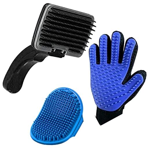 Pet Believe Dog Grooming Bath Brush Soothing Massage Slick Brush, Hand Gloves Brush and Rubber Comb Brush with Adjustable Ring Handle for all short & long type Hair (Pack of 3) (B0B215CN89) Amazon Price History, Amazon Price Tracker