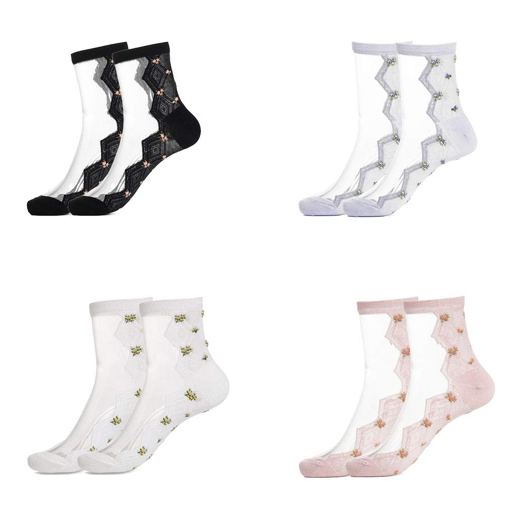 Sethexy Mesh Socks Sheer Transparent See Through Ankle Socks Outdoors Casual Socks for Women and Girls