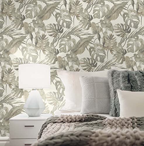 Image of Tommy Bahama - Peel and Stick Wallpaper, Tropical Wallpaper for Bedroom, Powder Room, Kitchen, Vinyl, 30.75 Sq Ft Coverage (Falling Fronds Collection, Dusk)