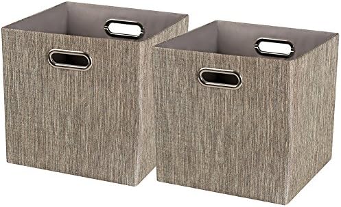 Posprica Kallax Cube Storage Boxes, 28×28cm Collapsible Storage Cube Basket Bins Containers for Shelf,Drawers,Cabinet, Closet (Set of 4, Grey)