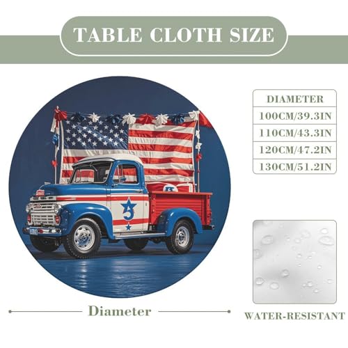 Nappe ronde imprimée pour pique-nique et repas en extérieur avec élastique de 130cm