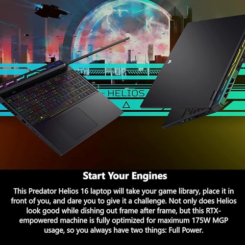 Image of acer Predator Helios Neo 16 Gaming Laptop, GeForce RTX 4070, Intel i9-14900HX, 16 inch IPS 240Hz 500 nits Display, 64 GB DDR5 RAM, 2 TB SSD, Windows 11 Pro, Office Pro Lifetime License