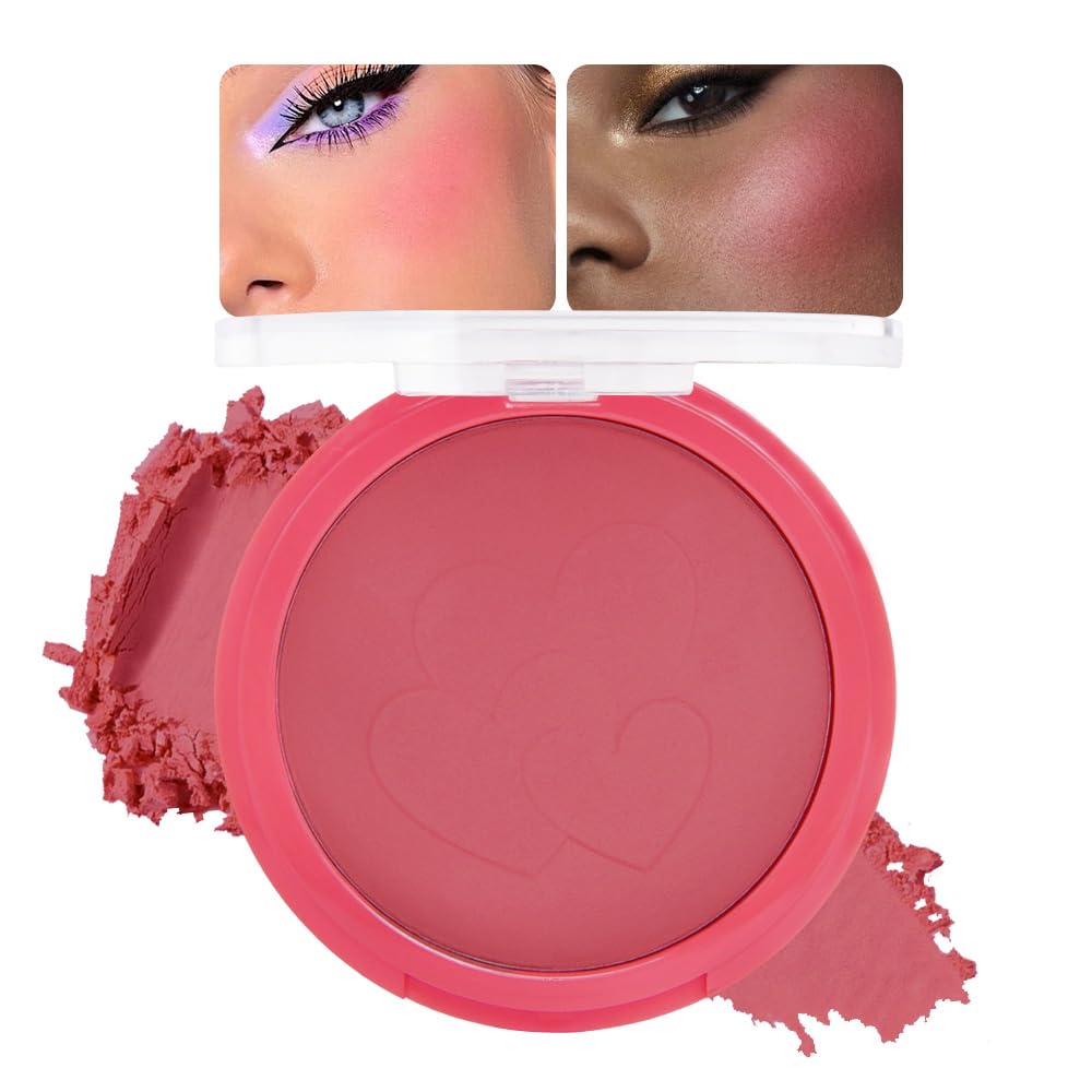 HHLTOH Rose Bean Paste Matte Single Pressed Cheeks Face Blushes Makeup Palette, Rose Bean Monochrome Cream Blushes Palette Makeup for Older Women,