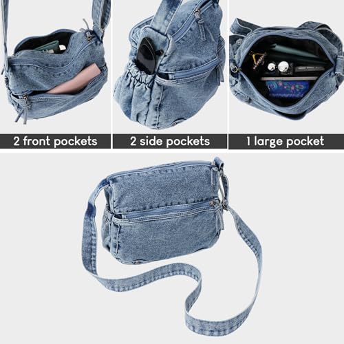 Bolso crossbody denim vintage para mujer y hombre miniatura 5