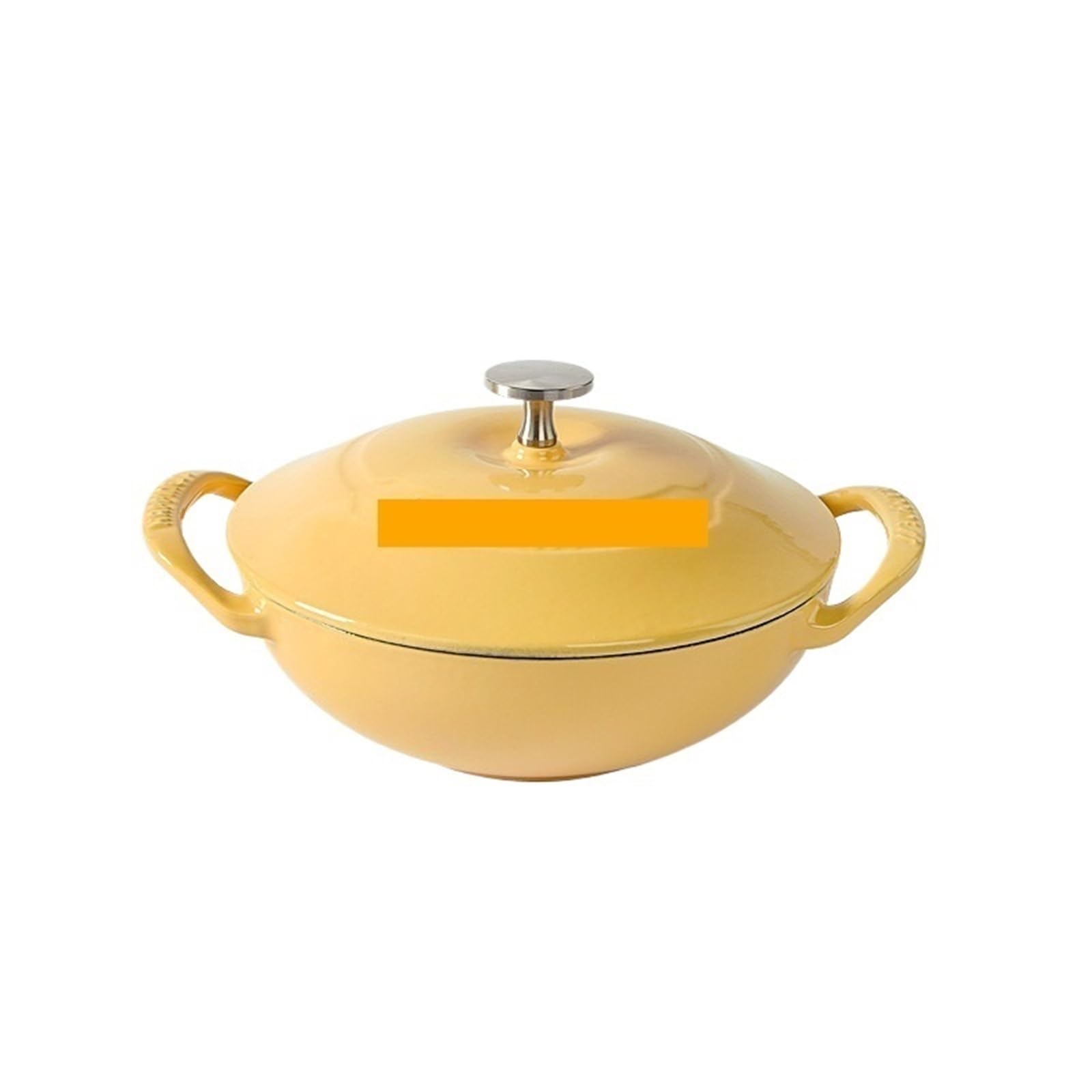 Olla De Hierro Fundido Olla de hierro fundido esmaltado 21 cm for mariscos, utensilios cocina, olla esmaltada antiadherente, cazuela for todo tipo fuentes calor, for estofado(Yellow)