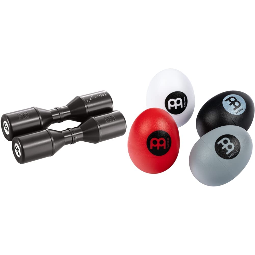 Meinl SH4BK Double Studio Shaker - Black & ESSET Egg-Shaker Assortment Four Sounds, 4 Pieces