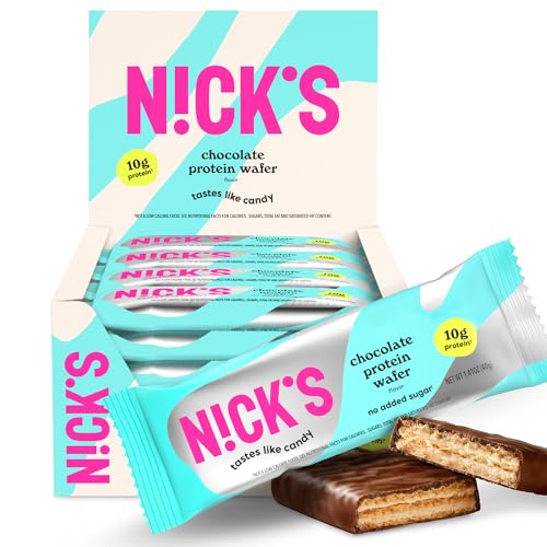 NICKS Protein Wafer Bar | 25% Protein (10g) 198 Calories | Low Carb Chocolate Cookie Bar Snack with No Added Sugar, Gluten Free, Chocolate (24 bars x 40g)