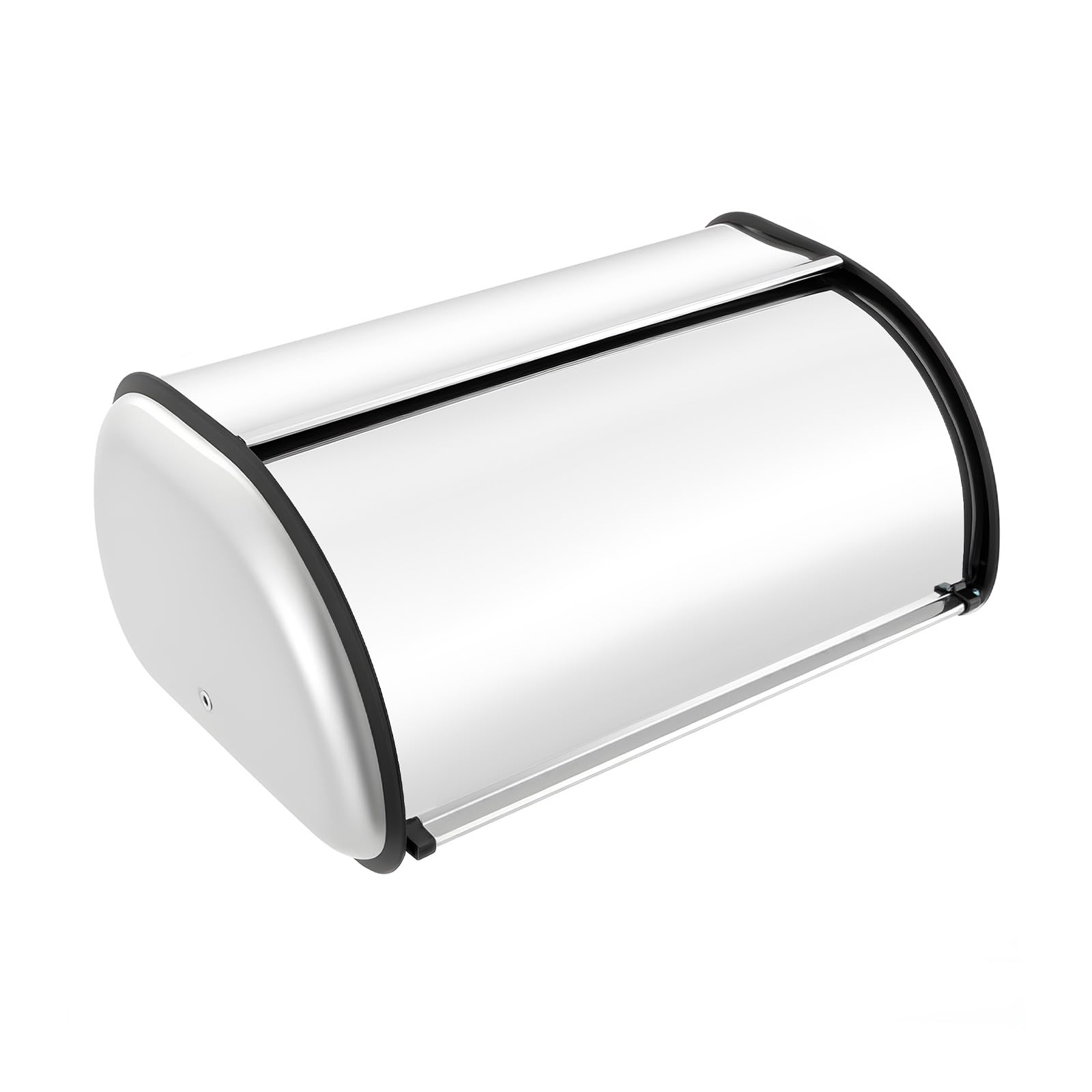 Panera de acero inoxidable XL – Panera en forma de espejo para panadería, café y hogar, 43,5 x 27 x 18 cm, ideal para pan, panecillos y pasteles, plata
