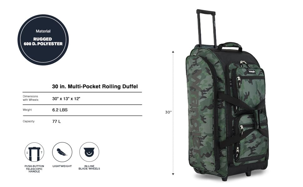 Image of Wrangler Wesley Rolling Duffel Bag