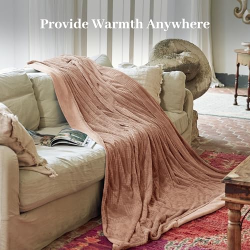 Electric Blanket Queen Size 84''X90'' - Heated Blanket with Dual Control Fast Heating 10 Heating Levels & 10 Hours Auto Off,ETL Certified Machine Washable (Fog Rose)