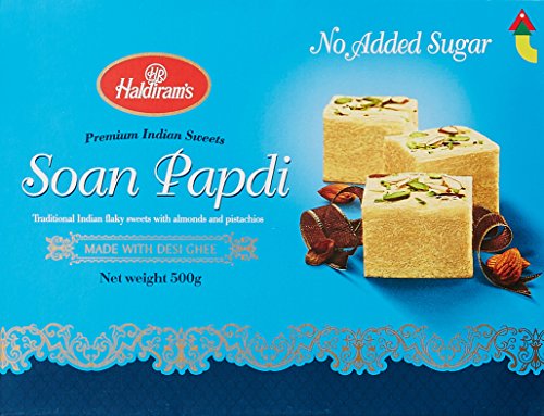 Haldirams Soan Papdi 500g | Traditional Indian Sweet | Finest Ingredients | Crunchy Almonds & Pistachios | Indian Mithai | Festive Delight | Great Gift Pack for Festival | Mithai for Raksha Bandhan (B06WW56B3D) Amazon Price History, Amazon Price Tracker