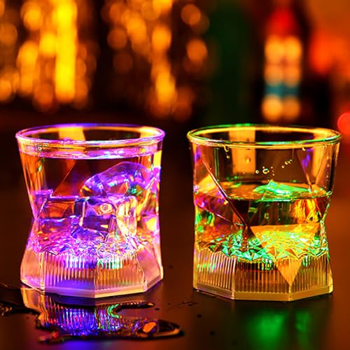 haozaikeji Leuchtbecher LED Trinkbecher Beleuchtung Becher Plastik Blinkend Kunststoffglas 200 ml Leuchtende Wasserbecher LED-Becher Deko Lustig Partybecher für Hochzeit Geburtstag Nachtclub Karneval
