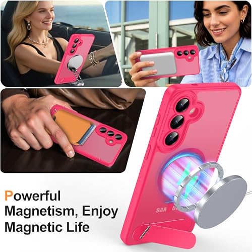 AMILIFECASES Magnetic for Samsung Galaxy S26+ Plus Case, [Compatible with MagSafe][Full Camera Protection][Built-in Invisible Kickstand] Translucent Matte Phone Case for S26 Plus 6.7" - Hot Pink - image 4