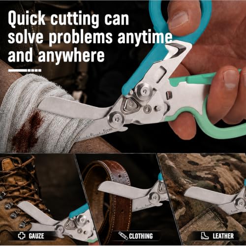 Image of 6in1 trauma shears - emergency responders, outdoor emergencies scissor, medical staff, and outdoor camping scissors, ttrauma scissors (Double Blue)