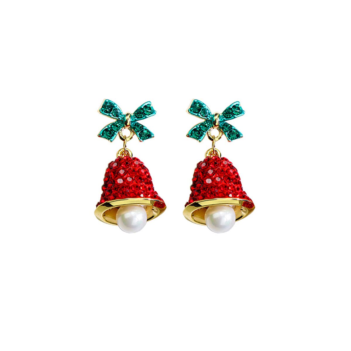 RrdailyRed Crystal Bell Christmas Hat Earrings Santa Claus Christmas Tree Dangle Earrings Asymmetric Elk Santa Hat Butterfly Bell Christmas Earrings Rhinestone Stud Earrings for Women