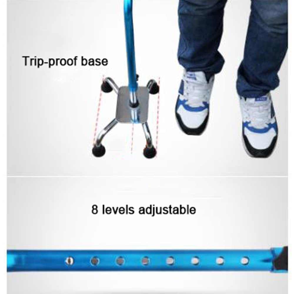 KADEUX Bastón Cuádruple, Bastones para Caminar De Cuatro Pies Extensible, Bastones con 4 Patas, Muleta con Estable Base De Cuatro Patas, Ligero (Color : Blue)