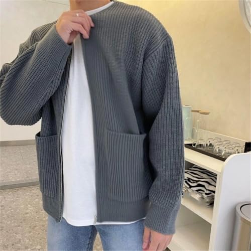 TdvcpmkkMen's Knitted Cardigan Sweater Round Neck Full Zip Warm Sweater4