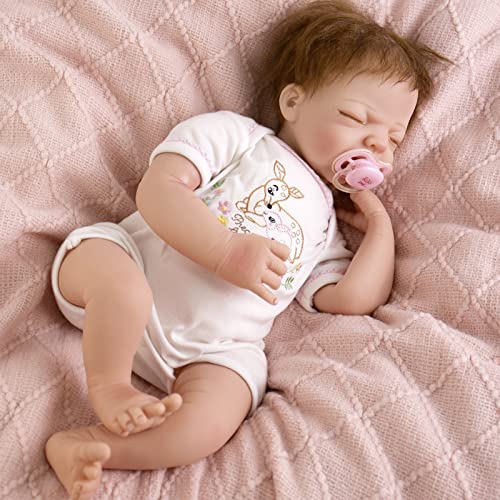 Aori Sleeping Reborn Baby Doll, 22-Inch Lifelike Newborn Girl, Weighted Realistic Toddler, Closed Eyes, Deer Gift Set, Ages 3+ #TOP3