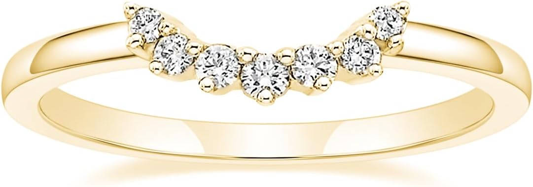 Mameloly Wedding Bands for Women Round Cut CZ Cubic Zirconia Curved Stackable Engagement Rings for Her Size 4-12