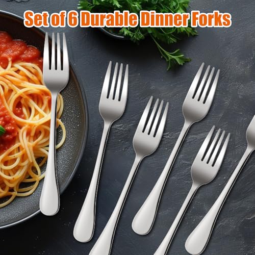Stainless Steel Dinner Forks Set of 6, Heavy Duty Polished Cutlery for Home, Restaurants, and Events - Image 3
