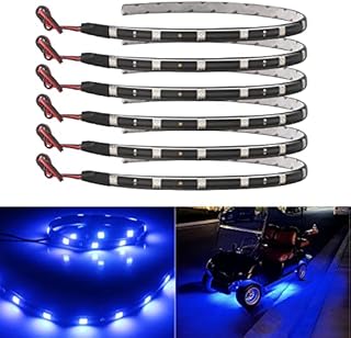 Car Led Strip Light 30CM Waterproof Led Lights Strip for Interior Car Lights Underglow Motorbike Golf Cart Exterior Blue Led Strip 12V 5050 12SMD,Pack of 6