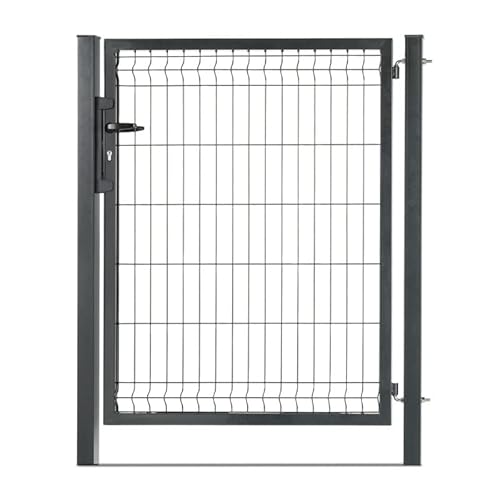 EASY CLOTURE Portillon grillagé en Acier galvanisé Maille 200 x 50 occultable Passage 1m x H 1m80 Gris Anthracite