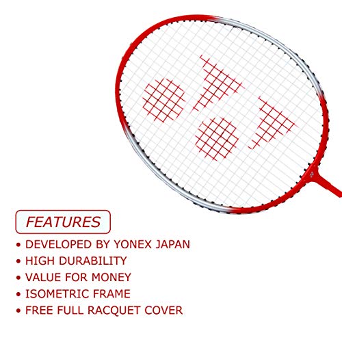 Image of Yonex GR 303 Aluminum Blend Badminton Racquet (Red) & ZR 100 Light Aluminium Badminton Racquet with Full Cover | Blue & ZR 100 Light Aluminium Badminton Racquet with Full Cover | (Orange,Set of 1)