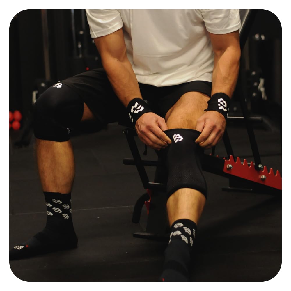 BLOR Ginocchiere 2.0 Black 5 | 7mm Ideali Per Powerlifting In Neopreme | Unisex A Compressione | Sollevamento Pesi | Ottime Per Bodybuilding E Crosstraining (5MM, M)