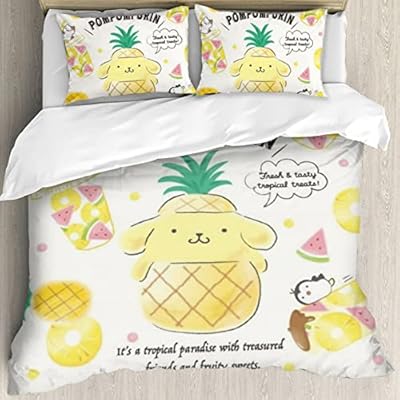 Pompompurin Comforter Set,Ocean Pineapple Cartoon Dog Bedding Set for Kids Teens, Anime Kawaii Comforter Puppy Duvet Set Room Decor Quilt Set Twin Size 51+ymqNQh8L. SS400