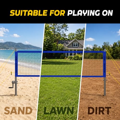 Image of A11N SPORTS Outdoor Volleyball and Badminton Combo Set - Includes Adjustable Height Anti-Sag Net, Volleyball, Air Pump, 4 Badminton Rackets, 2 Shuttlecocks, Boundary Line Marker, and Carrying Bag