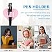 uxcell 6 Pcs Heart Pen Loop Holder for Notebook, Self Adhesive Pen Holder PU Leather Pencil Elastic Loop Designed for Tablet, Journals Clipboards Notebooks(Pink, Style1)