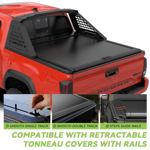 Image of Adjustable Sport Roll Bar Compatible with Retractable Hard Tonneau | Compatible with Mid-Size Trucks Tacoma, Ranger, Colorado, Canyon, Frontier | No Drilling Installation | Three Installation Methods