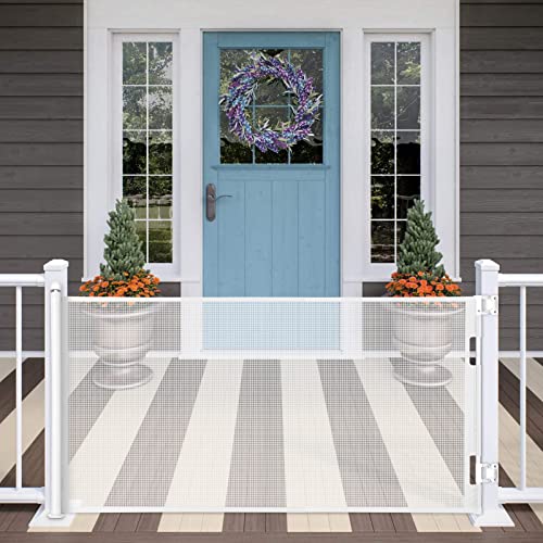 Retractable Baby Gate, Extra Wide Safety Kids or Pets Gate, 33” Tall, Extends to 71” Wide, Mesh Safety Dog Gate for Stairs, Indoor, Outdoor, Doorw