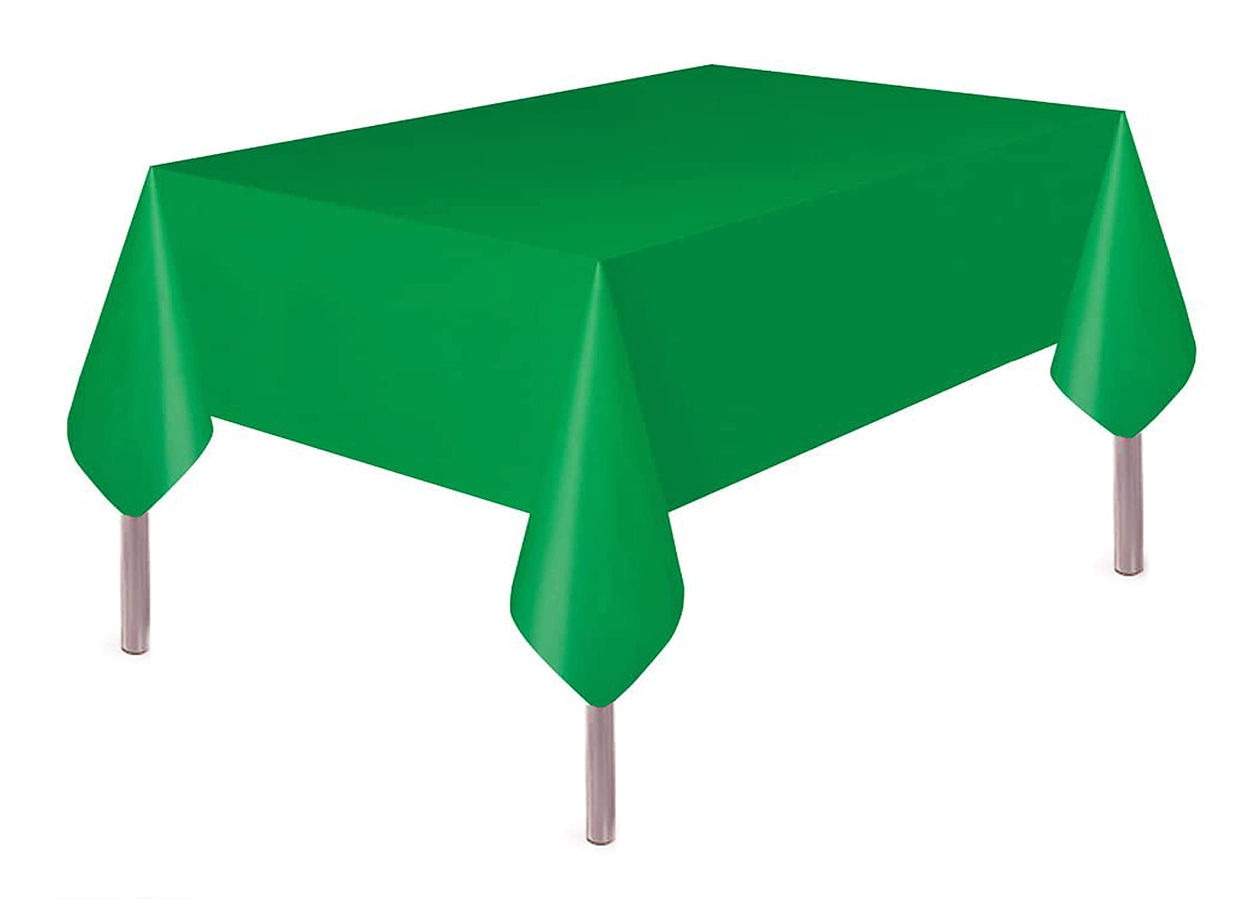 MARKQ Plastic Tablecloth for Rectangle Table 54" x 72" Disposable Table Cover for Bridal Shower Wedding Birthday Party Decorations (Emerald Green)