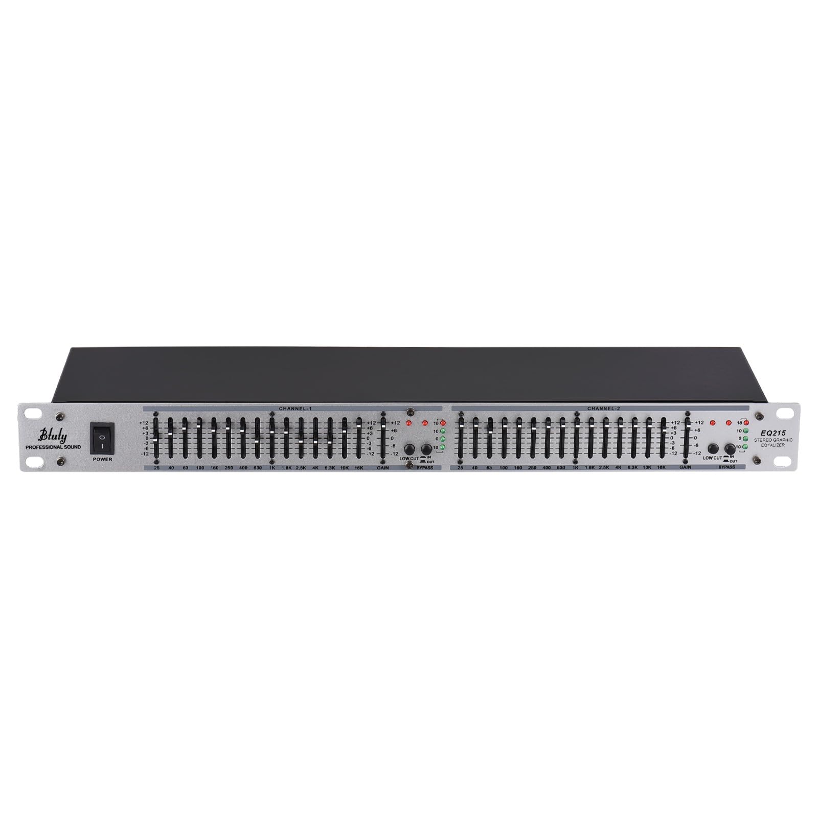 Btuty EQ-215 Égaliseur Double Canal 15-Bandes 1U Montage en Rack Égaliseur Graphique Stéréo 2 Canaux