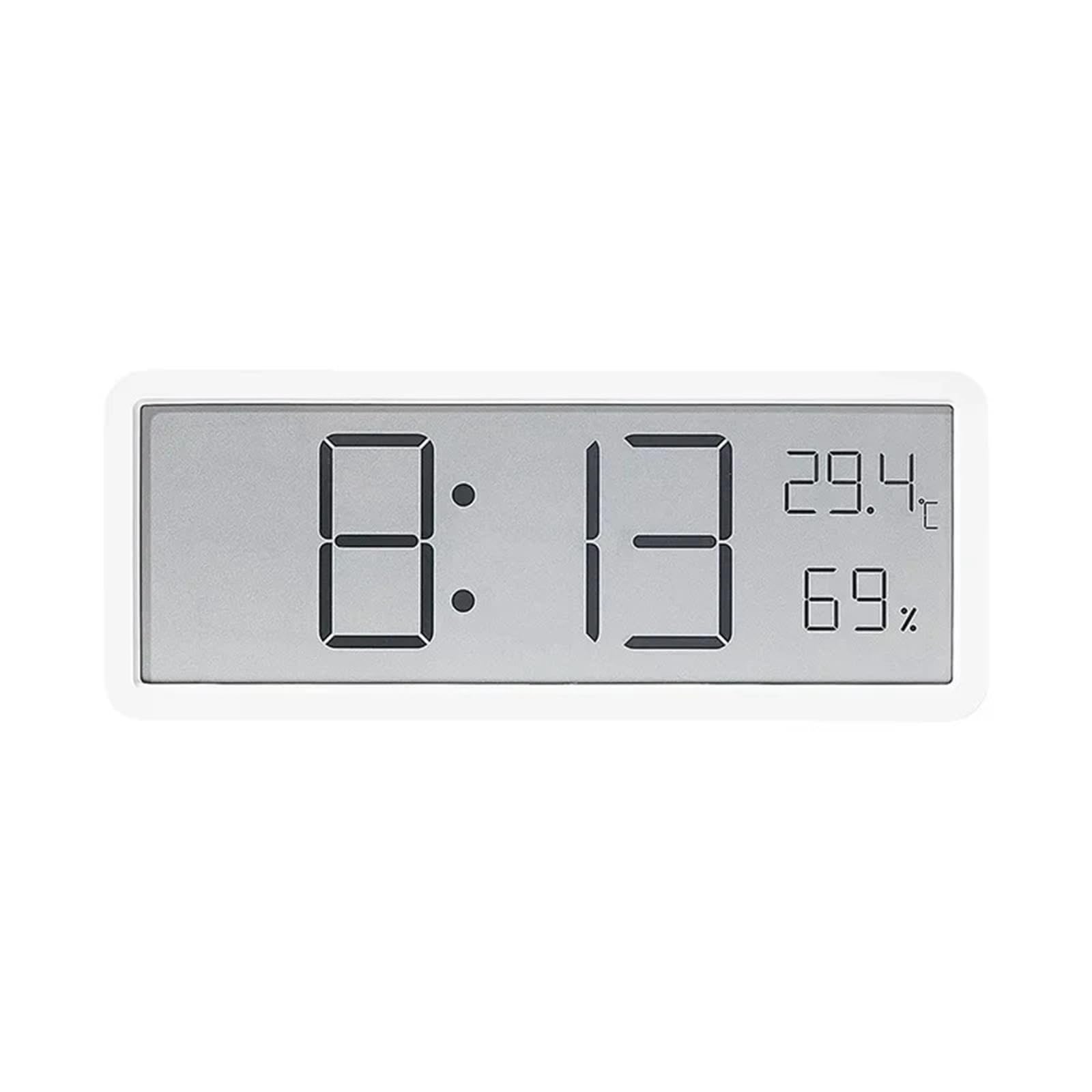 LADFRTYU Atomic Digital Wall Clock LCD Screen Digital Wall Clock Time Temperature Humidity Display Electronic Desktop Battery Powered(White)